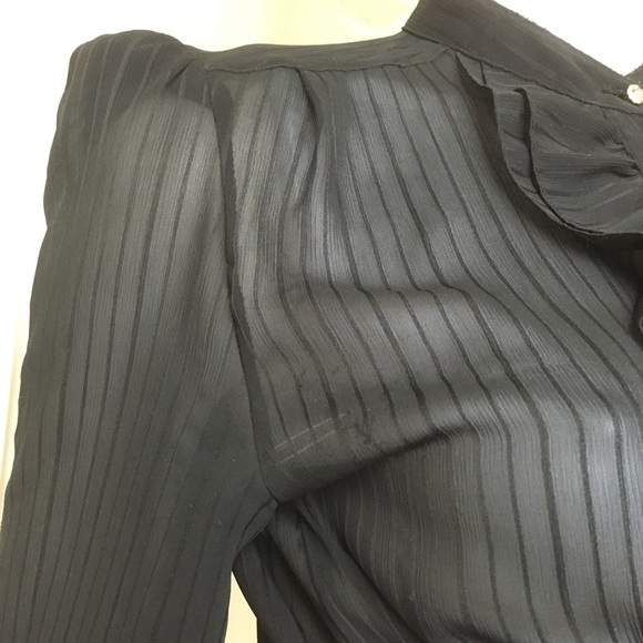 Sheer ruffle Black striped blouse sm - Picture 12 of 15